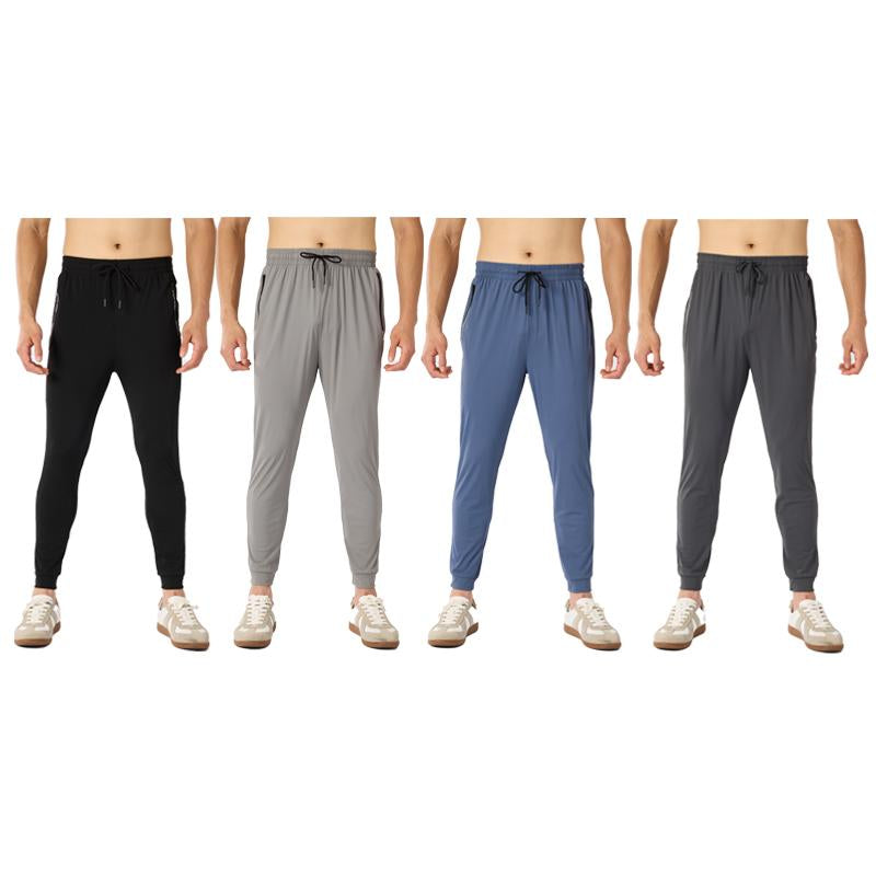 4-Pack Men‘S Stretch Joggers - Cuffed Athleisure Pants for Active Wear | Lightweight & Breathable Gym Outfits, Spring & Summer Fashion