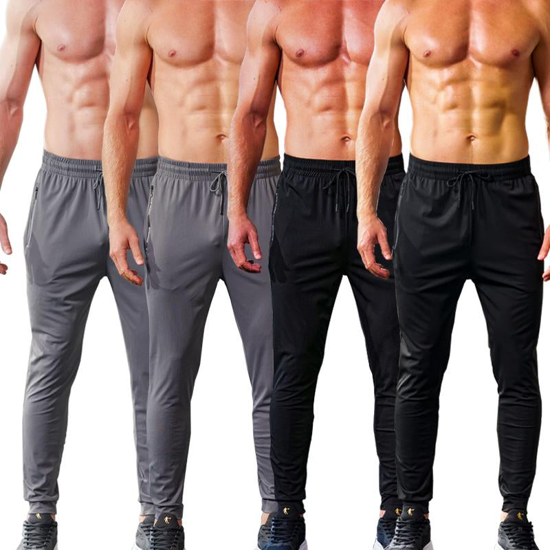 4-Pack Men‘S Stretch Joggers - Cuffed Athleisure Pants for Active Wear | Lightweight & Breathable Gym Outfits, Spring & Summer Fashion