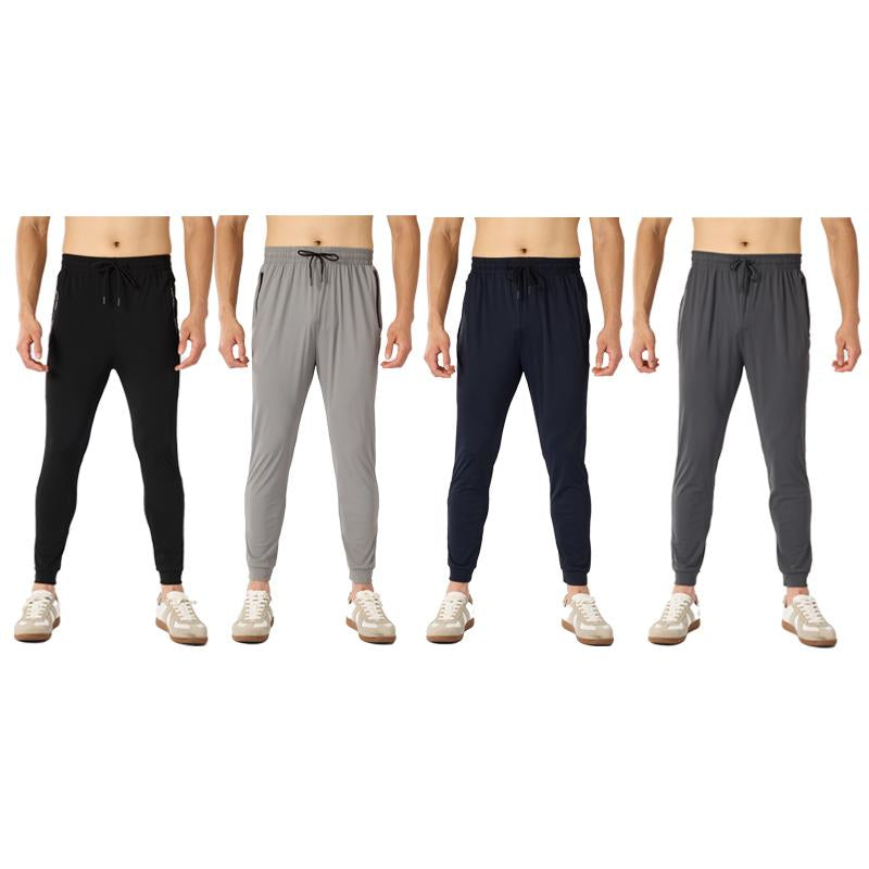4-Pack Men‘S Stretch Joggers - Cuffed Athleisure Pants for Active Wear | Lightweight & Breathable Gym Outfits, Spring & Summer Fashion