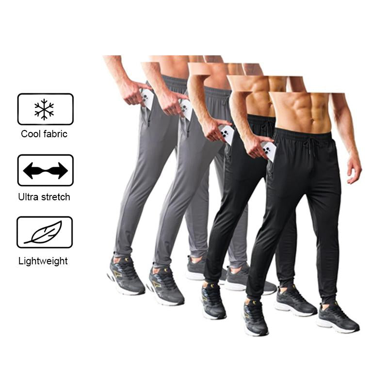 4-Pack Men‘S Stretch Joggers - Cuffed Athleisure Pants for Active Wear | Lightweight & Breathable Gym Outfits, Spring & Summer Fashion
