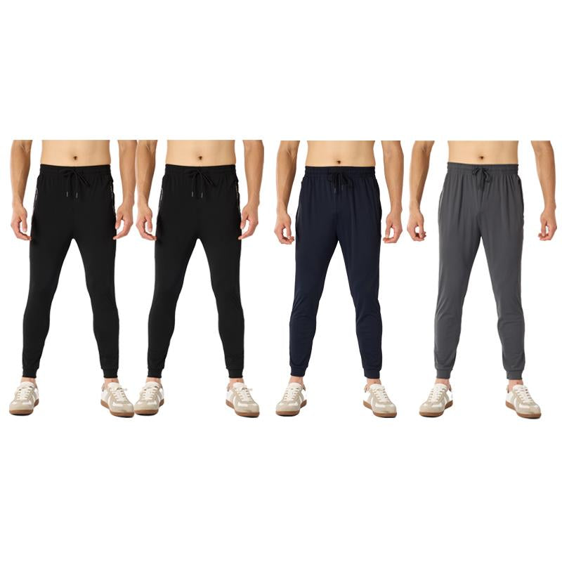4-Pack Men‘S Stretch Joggers - Cuffed Athleisure Pants for Active Wear | Lightweight & Breathable Gym Outfits, Spring & Summer Fashion