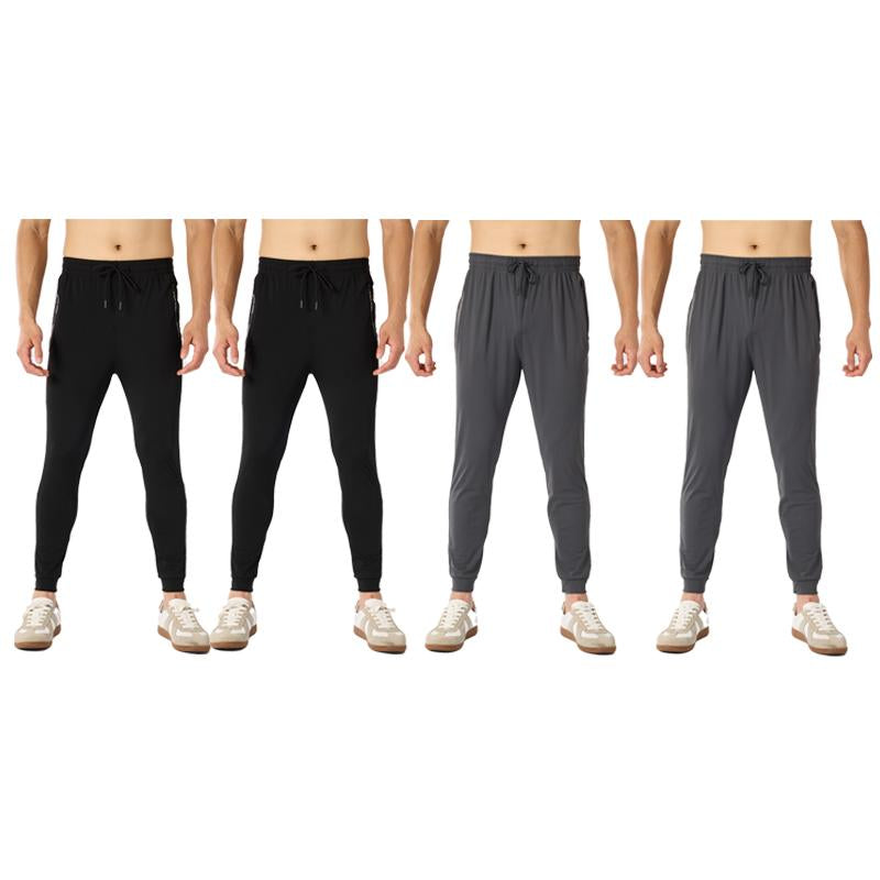 4-Pack Men‘S Stretch Joggers - Cuffed Athleisure Pants for Active Wear | Lightweight & Breathable Gym Outfits, Spring & Summer Fashion