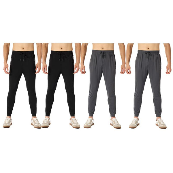 4-Pack Men‘S Stretch Joggers - Cuffed Athleisure Pants for Active Wear | Lightweight & Breathable Gym Outfits, Spring & Summer Fashion