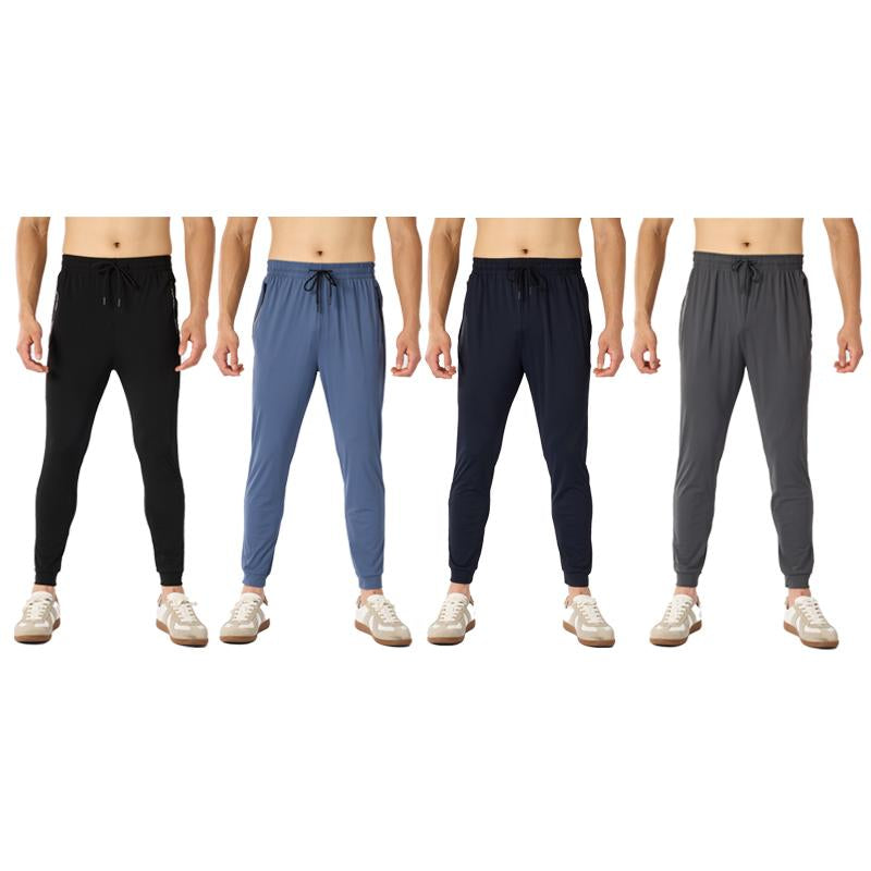4-Pack Men‘S Stretch Joggers - Cuffed Athleisure Pants for Active Wear | Lightweight & Breathable Gym Outfits, Spring & Summer Fashion